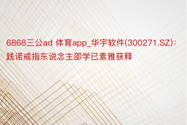 6868三公ad 体育app_华宇软件(300271.SZ)：践诺戒指东说念主邵学已素雅获释